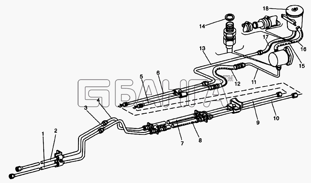 ЛиАЗ ЛиАЗ-5256 6212 (2006) Схема Установка трубопроводов гидросстемы